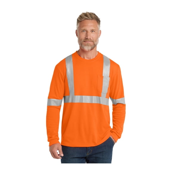 CornerStone ANSI 107 Class 2 Long Sleeve Safety T-Shirt | High Visibility Reflective Work Clothing for Men & Women