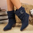 thumbnail image 2 of Pandaie Slouchy Ankle Boots for Womens Cowboy Pointed Toe Low Heel Buckle Strap Classic Cowgirl Fall Booties Size 6-9.5, 2 of 6