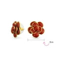 thumbnail image 4 of Bling Jewelry Womens Fashion Enamel 3D Turquoise Rose Flower Stud Earrings Button Style Gold Plated, 4 of 6