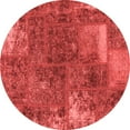 thumbnail image 1 of Ahgly Company Machine Washable Indoor Round Patchwork Red Transitional Area Rugs, 7' Round, 1 of 4