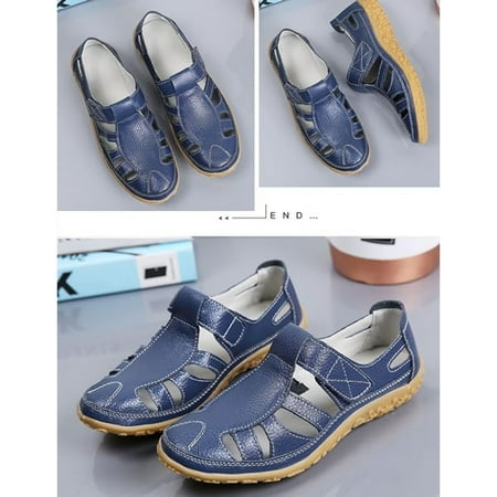 

SHYUU Women s Casual Boho Gladiator Sandals Summer Leather Comfort Softsole Closed Toe Ankle Strap Beach Shoes Hollow Casual Comfy Softsole Adjustable Ankle Strap Beach Fisherman