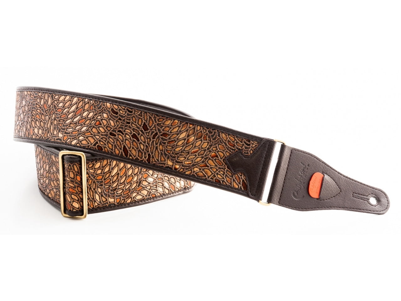 RightOn! Straps Alien Guitar Strap w/ Glittering Design - Brown