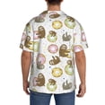 thumbnail image 3 of Rateoe Donut Sloth Pattern Men's Short Sleeve Classic Shirt, Casual Short-Sleeved Shirt, Lightweight Summer Shirt, Cuban Collar Shirt,Button-Front Shirt-3X-Large, 3 of 5