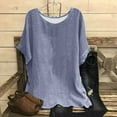 thumbnail image 2 of TKLPEHG Womens Summer Tops Crew Neck Tunic Shirt Lightweight Fashion Comfy Solid Color Loose Casual Short Sleeve T Shirt Blouses (Navy,S), 2 of 3