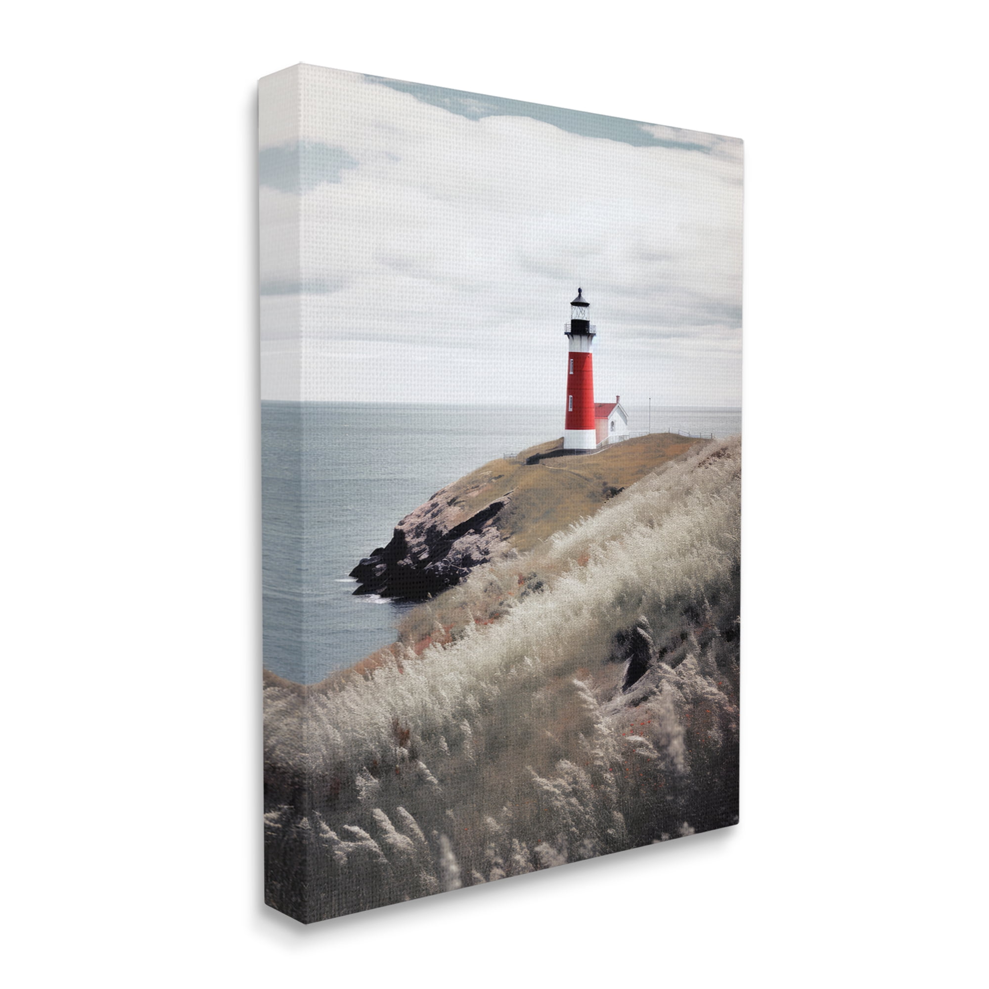 Stupell Industries Red Lighthouse Landscape Landscape Photography Gallery Wrapped Canvas Art Print Wall Art, 30 x 40