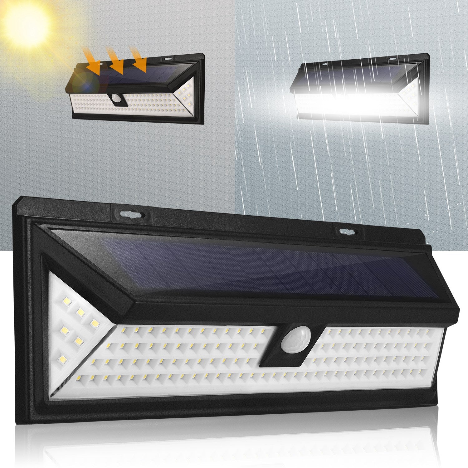 Solar Lights 118 LEDs Solar Wall Light Outdoor Motion Sensor Lamp IP65 Waterproof 120 Sensing 270Wide Lighting Angle for Garage Garden Pathway