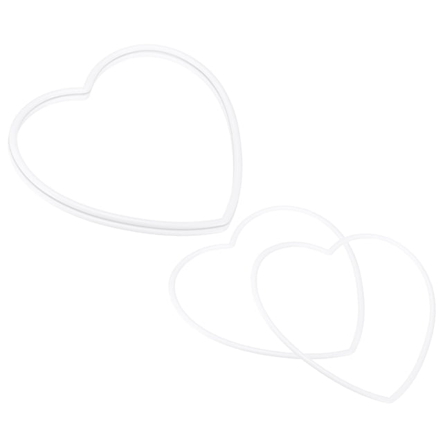 Uxcell Paquete de 4 Anillos de Atrapasueños, 11.8 Pulgadas, Forma de Corazón de Plástico, Aro de Macramé para Decoraciones de Manualidades DIY Blanco