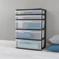 thumbnail image 3 of Sterilite 5 Drawer Wide Tower, with both Shallow and Deep Clear Plastic Drawers, Black, 3 of 8