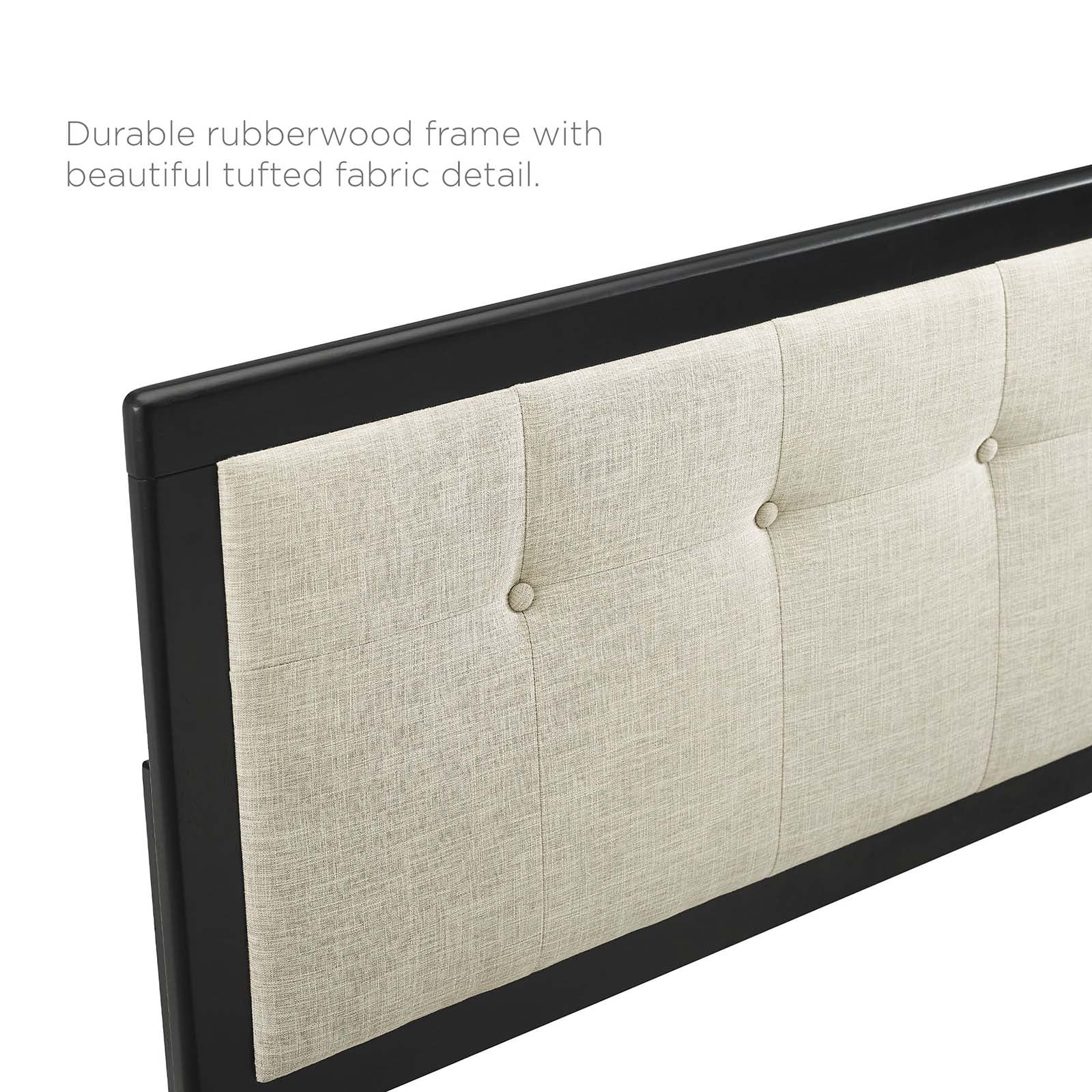 Modway Draper Tufted Queen Fabric and Wood Headboard in Black/Beige