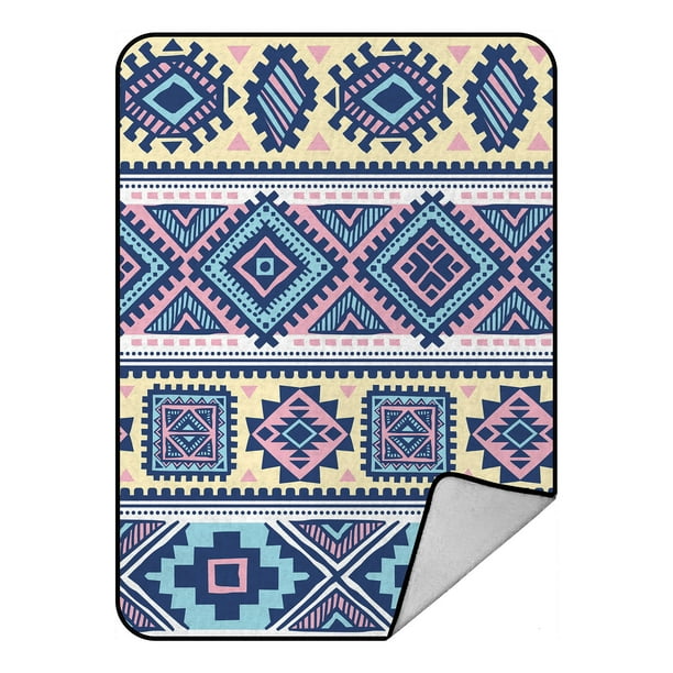 PHFZK Geometric Aztec Pattern Blanket, Tribal Ethnic Indian Fleece