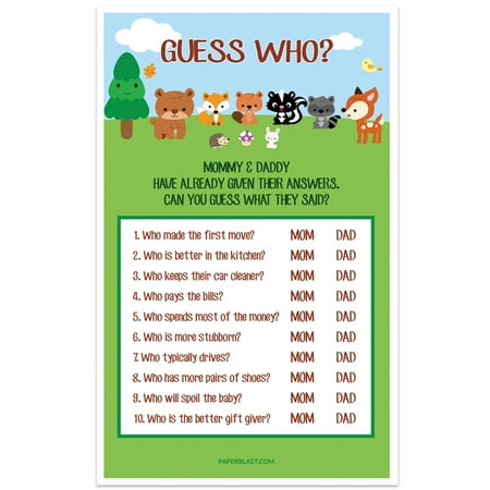 Woodland Creatures Forest Baby Shower Game Guess Who Mommy Or Woodland Creatures Forest Baby Shower Game Guess Who Mommy Or
