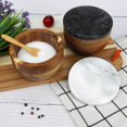 thumbnail image 3 of TABHOUKIT Wooden Salt Cellar Box with Marble Lid & Spoon, Modern Black Stone Salt or Pepper Sugar Spice Seasoning Bowl Container Jar Holder Well Keeper Dish Pig Crock for Kitchen, 3 of 8