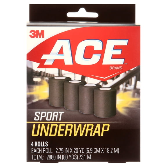 Ace Brand Sports Under wrap, Lightweight, Breathable, Black, 4 Pack