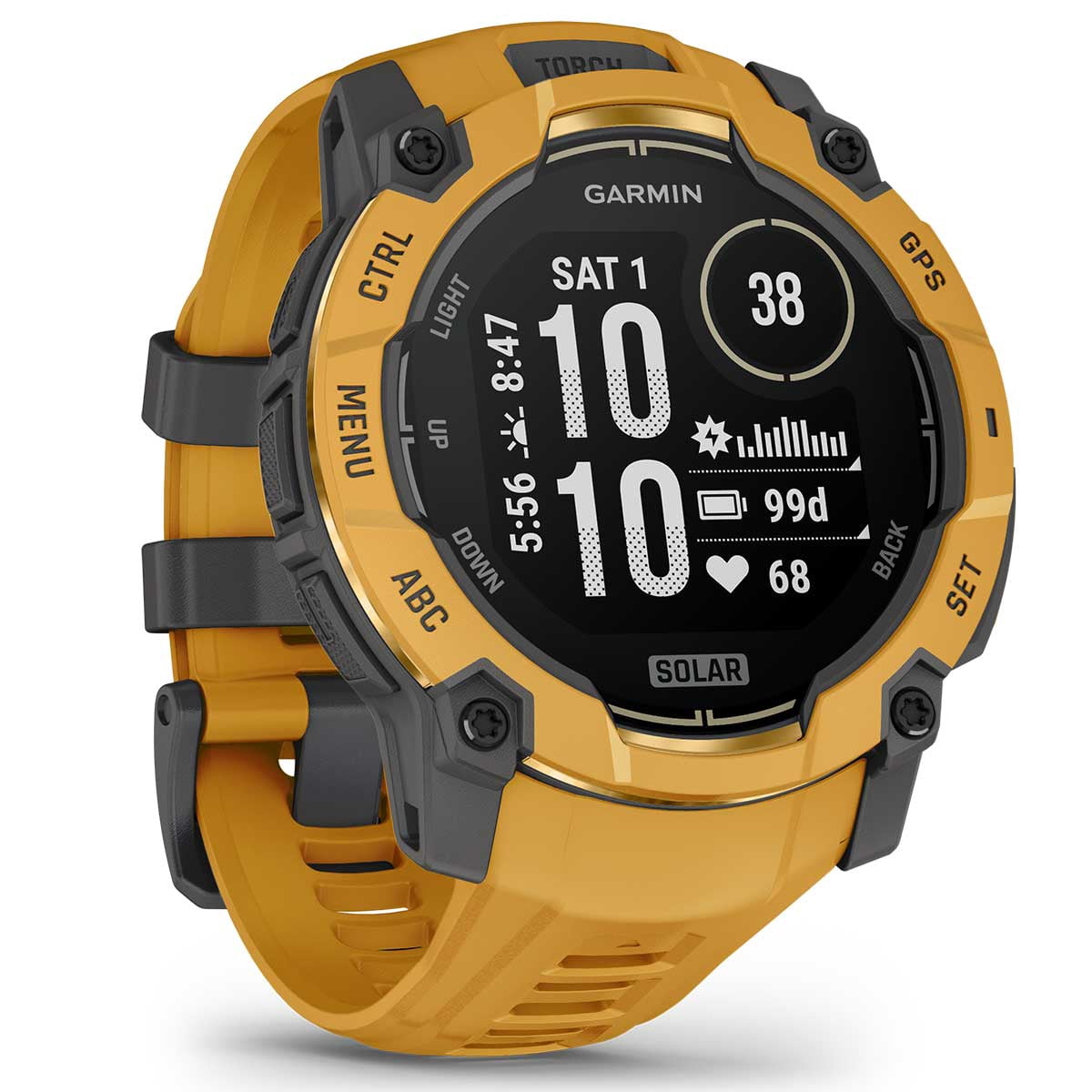 Garmin Instinct 3 Alpine Rush Solar (Sunburst/Gray, 45 mm) Outdoor GPS Smartwatch Bundle with PlayBetter Portable Charger & HD Screen Protectors