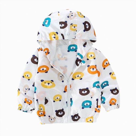 Splozh Toddler Baby Fall Jacket Girls Boys Fashion Cute Toddler Kids Baby Boys Girls Long Sleeve Windproof Jacket Hooded Lightweight Kids Coats Windbreaker Outerwear,White,18-24 Months