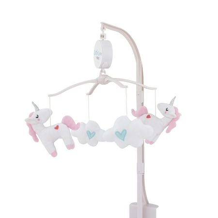 Little Love by NoJo Rainbow Unicorn Aqua and White Musical Mobile, Infant Nursery, Girl