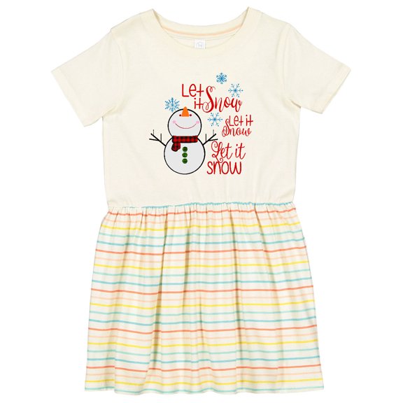 Inktastic Christmas Let It Snow Cute Snow Man with Snowflakes Girls Toddler Dress