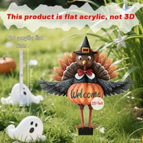 Turkey Yard Stake Pumpkin Decoration - Metal Stand Outdoor Garden Front Yard Welcome Sign Thanksgiving Fall Autumn Yardstick Decor Lawn Ornament Kit - 1 Set