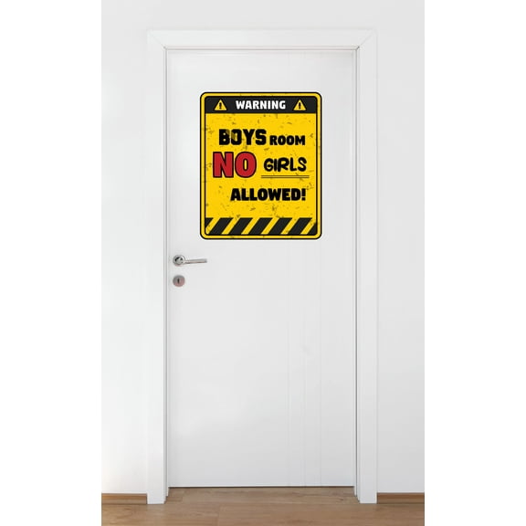 Signs Wall Decal No Girls Allowed Funny Signboard Bedroom Wall Decal for Boys Cute Themed Room Décor - Size: 22 In x 27 In