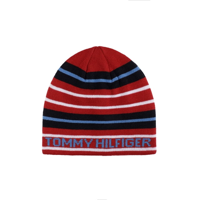Gorro Tommy Hilfiger a rayas deportivas para niños, reversible de 4 a 7 años