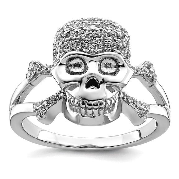925 Sterling Silver and Cubic Zirconia Skull Ring Size 8 Ring for Women