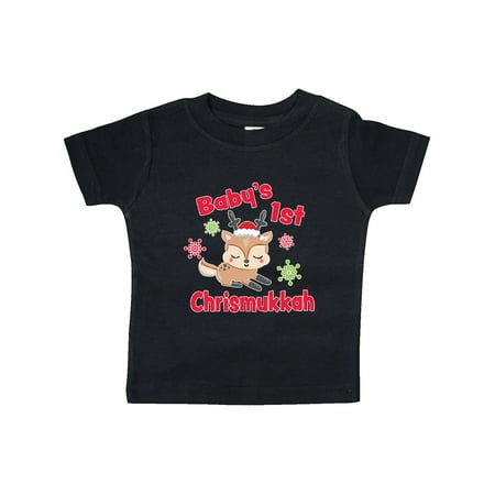 

Inktastic Baby s 1st Chrismukkah with Cute Reindeer and Snowflakes Gift Baby Boy or Baby Girl T-Shirt