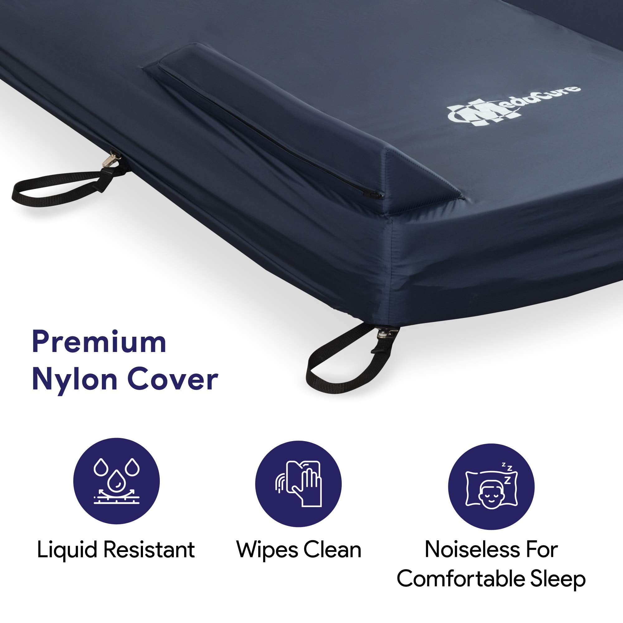 Medacure Universal Mattress Cover with with Foam Bolsters for Fall Prevention - 36 x 80 x 8