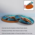 thumbnail image 4 of Turtle Microfiber Leather Round Coasters (6PCS) - 11x11 cm/4.3x4.3 in Square Drink Coasters Set for Table and Home Decor, 4 of 6
