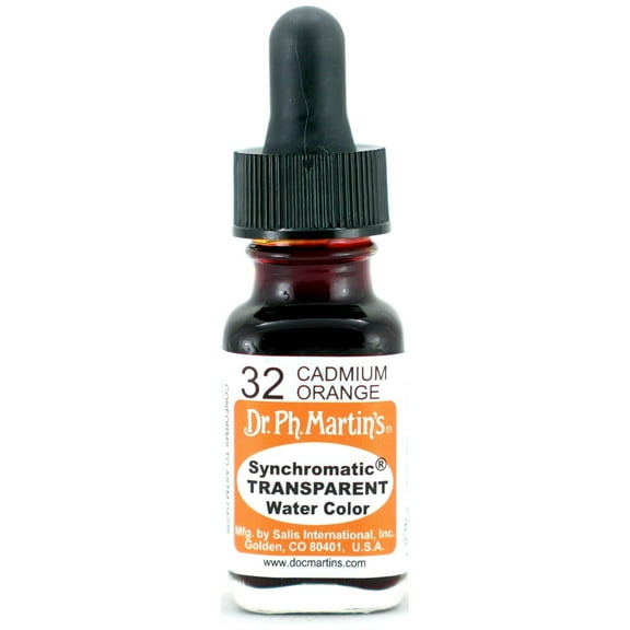 Dr. Ph. Martin's Synchromatic Transparent Water Color, 0.5 oz, Cadmium Orange (32)