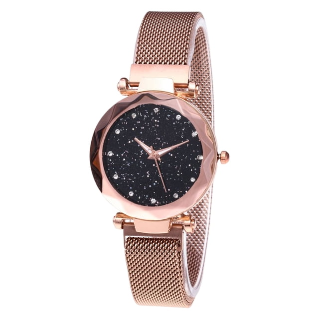 Matsuzay Reloj de cielo estrellado para mujer, reloj de lujo para mujer, reloj de cuarzo con diamantes a la moda para mujer Relojes inteligentes oro rosa