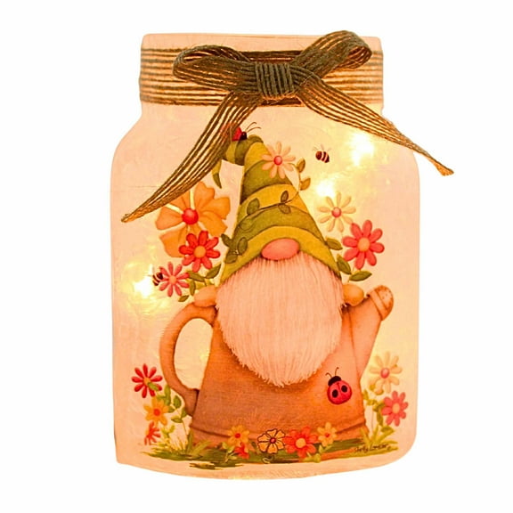 Stony Creek Gnomes In Flowers Pre Lit Jar Bow Ladybug Bees Shg1272 Ladybug