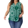 thumbnail image 1 of Blusa sin mangas de talla grande para mujeres, con estampado floral, escote en V, túnica, camiseta 3X verde, 1 of 1