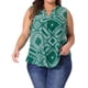 thumbnail image 1 of Blusa sin mangas de talla grande para mujeres, blusa tipo túnica con estampado floral y escote en V, talla 1X, verde, 1 of 1