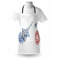 thumbnail image 4 of Cyprus Apron, Abstract Design of Blue and Grey Colored Cog Shapes Forming Cypriot Island, Unisex Kitchen Bib with Adjustable Neck for Cooking Gardening, Adult Size, White and Multicolor, by Ambesonne, 4 of 4