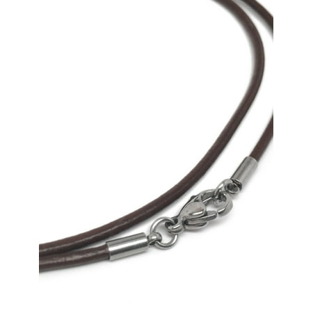 Chocolate Brown Leather Necklace Cord (2mm) with Stainless Steel Clasps