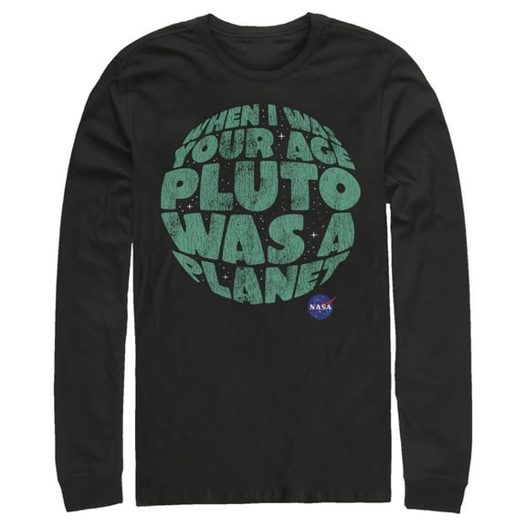 Men's NASA Pluto Was A Planet  Long Sleeve Shirt Black Large