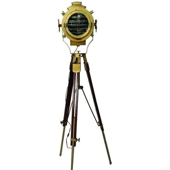 1970's Captain's Lamp With Tripod Stand in Brass Finish Floor Lamp Marine Collection