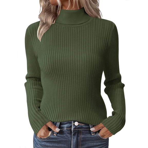 Zeagoo Women' Turtleneck Sweaters Fall Fitted Long Sleeve Pullover Sweater Ribbed Knit Basic Tops