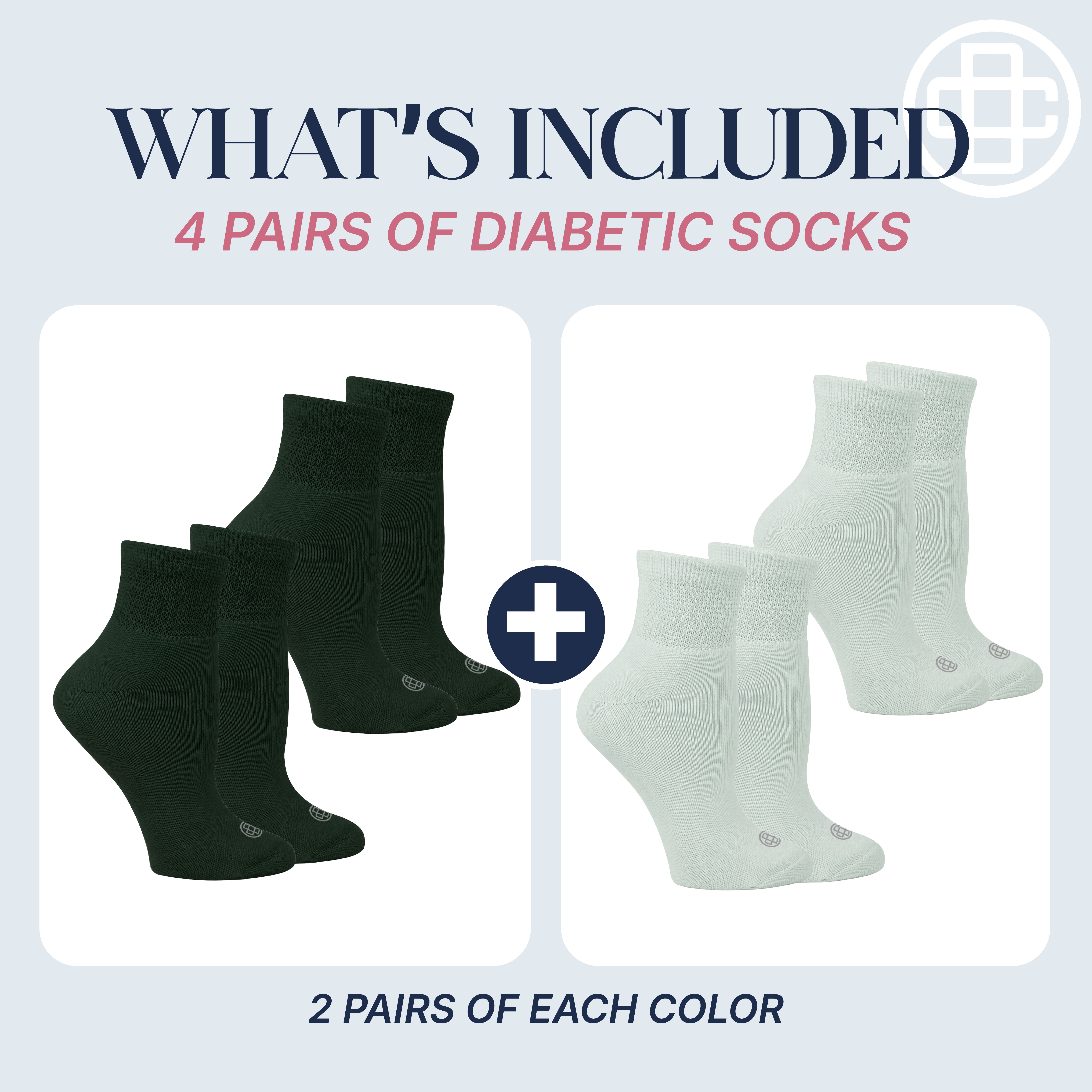 Doctor's Choice Diabetic Full Cushion Quarter Women's Socks, Medium, Women's Shoe Size 6-10, 4 Pack