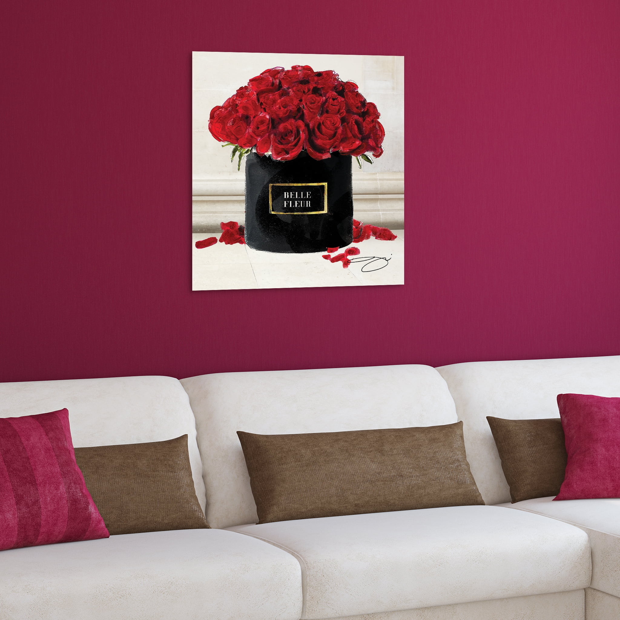 Empire Art Direct Circle of Roses Frameless Free Floating Tempered Glass Panel Graphic Wall Art, 24" x 24" x 0.2", Ready to Hang