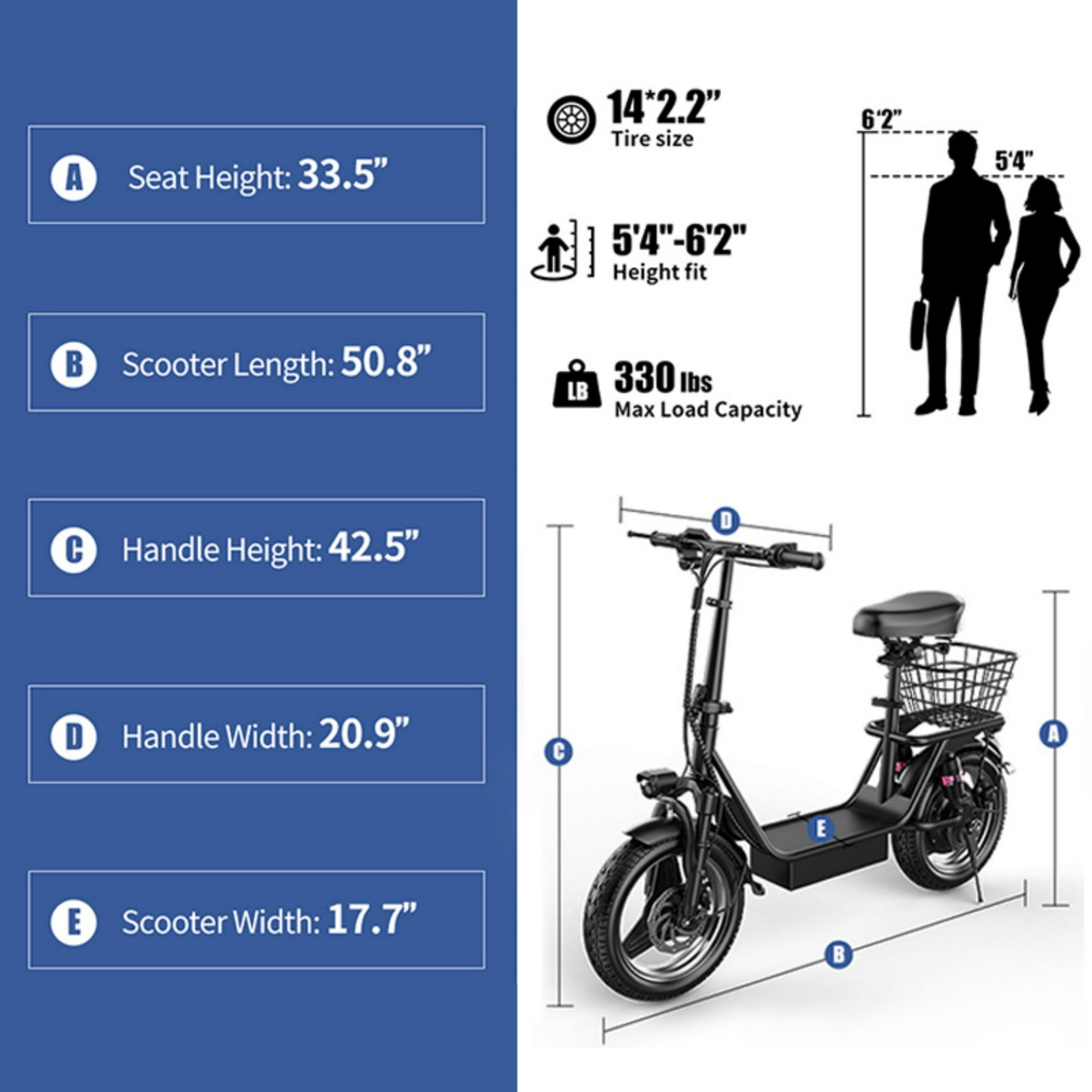 SCOOTER G8×UNION a2635 K8 Electric Scooter with Seat,650W Peak Motor 36V 13AH Commuter