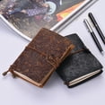 thumbnail image 3 of Amdohai Vintage Full Grain Leather Refillable Travel Journal Notebook Diary Embossed Flower Pattern Daily Notepad Cover with Elastic Strap for Men & Women Gift, 3 of 8