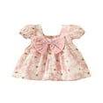 thumbnail image 1 of Robe Bébé Fille à Manches Courtes à Col Rond Floral Bowknot A-line, 1 of 9