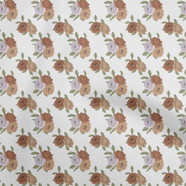 oneOone Velvet White Fabric Floral Craft Projects Decor Fabric Printed By The Yard 58 Inch Wide