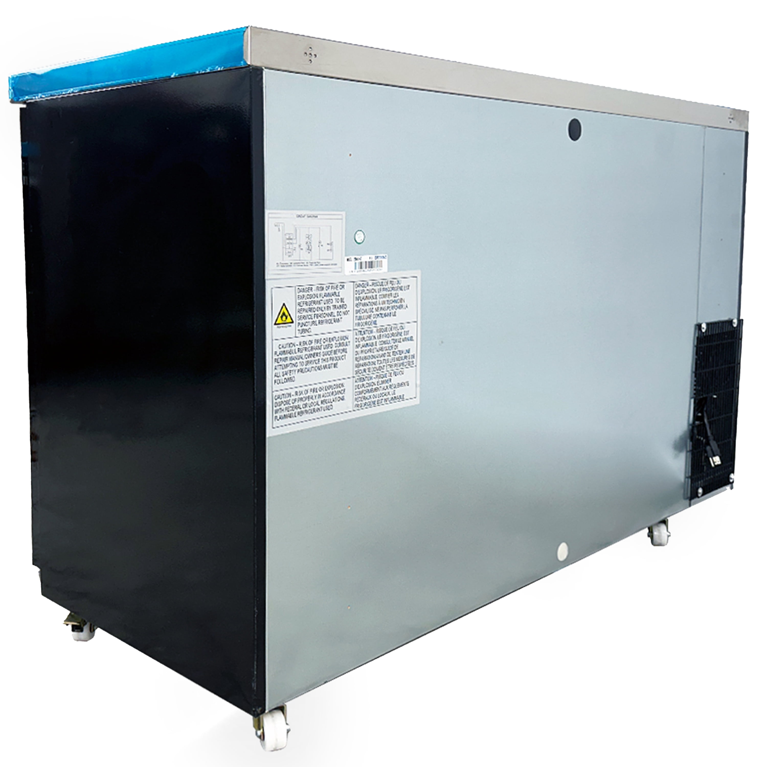 Back Bar Cooler, 57” Double Glass Door Beverage Refrigerator, 16 cu.ft., Stainless Interior, R290 Eco Refrigerant, 115V/60Hz