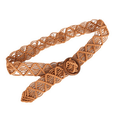 XIRQI Belts Handcrafted Belts for Women,Fashionable Wide Brown Belt Women with Round Buckle