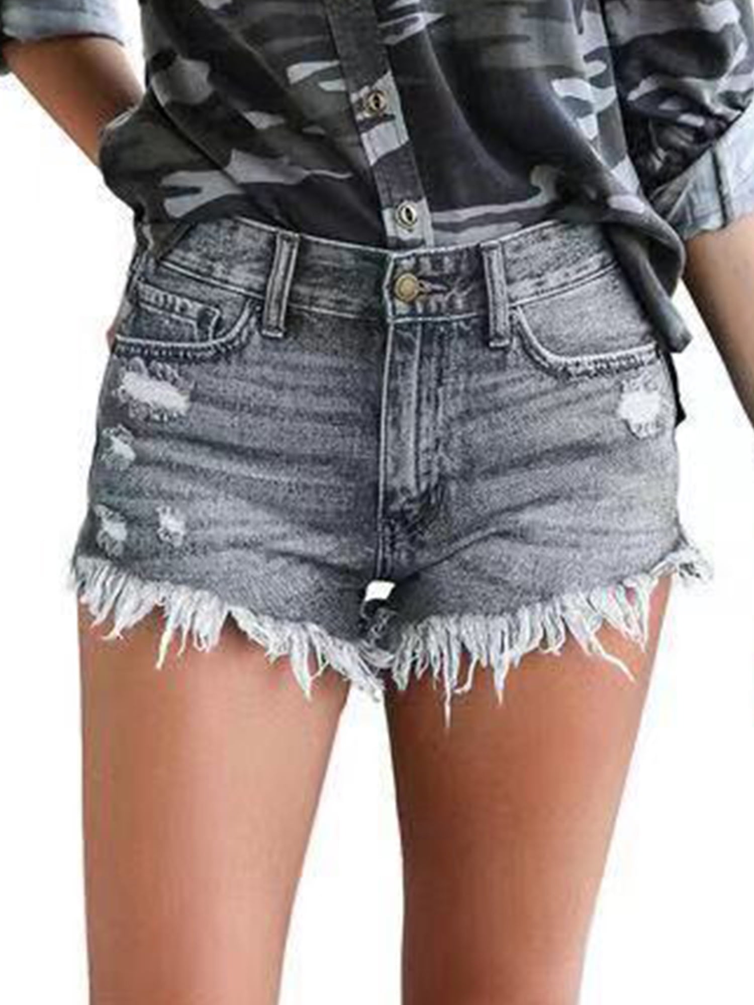 Mytrendy Women Tassels Trim Short Jeans 