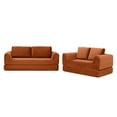 thumbnail image 3 of 2-In-1 Folding Convertible Sofa Bed, Modern Corduroy Sleeper Couch with 2*Pillows, Futon Modular Upholstered Boneless Sofa Set with Pull-Out Bed, Folding Floor Modular Couch for Living Room (Orange), 3 of 7