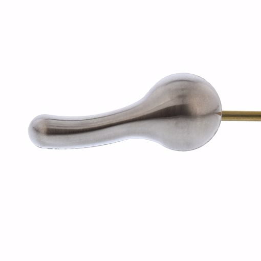 Jones Stephens Universal Premium Brushed Nickel Tank Trip Lever features an 8" brass arm, metal spud and nut, and fits most conventional front-mount toilet tanks. Durable, stylish,