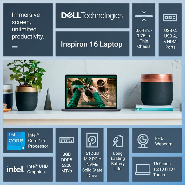 Dell Inspiron 16 Laptop 5640 16-inch FHD+ Touch Intel Core i5